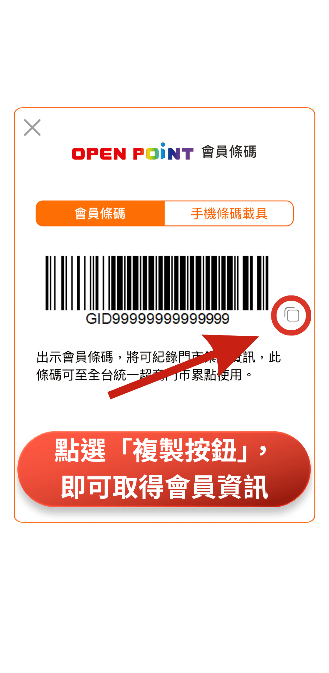 步驟 2：點選複製按鈕
